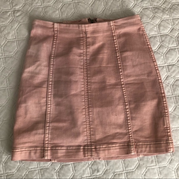 Blush Acid Washed Denim Skirt - Picture 3 of 6
